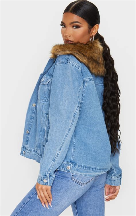 faux fur collar jean jacket